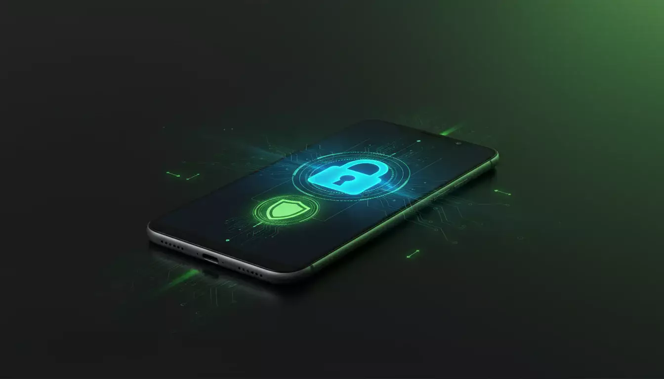 Lucchetto digitale su smartphone Android con simbolo di sicurezza