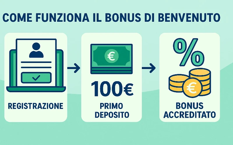 Spiegazione del funzionamento del bonus di benvenuto nelle scommesse