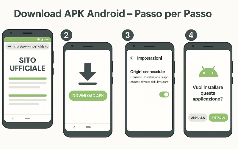 Procedura di download file APK per app scommesse su Android