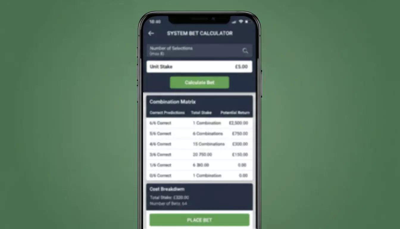 Schermata calcolo sistema con combinazioni e potenziali vincite
