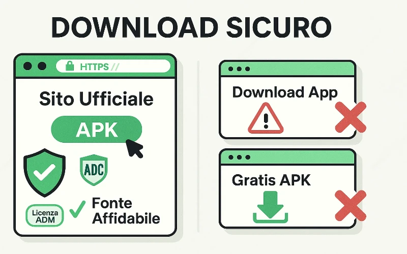 Verifica sicurezza download APK da fonte ufficiale con certificato SSL