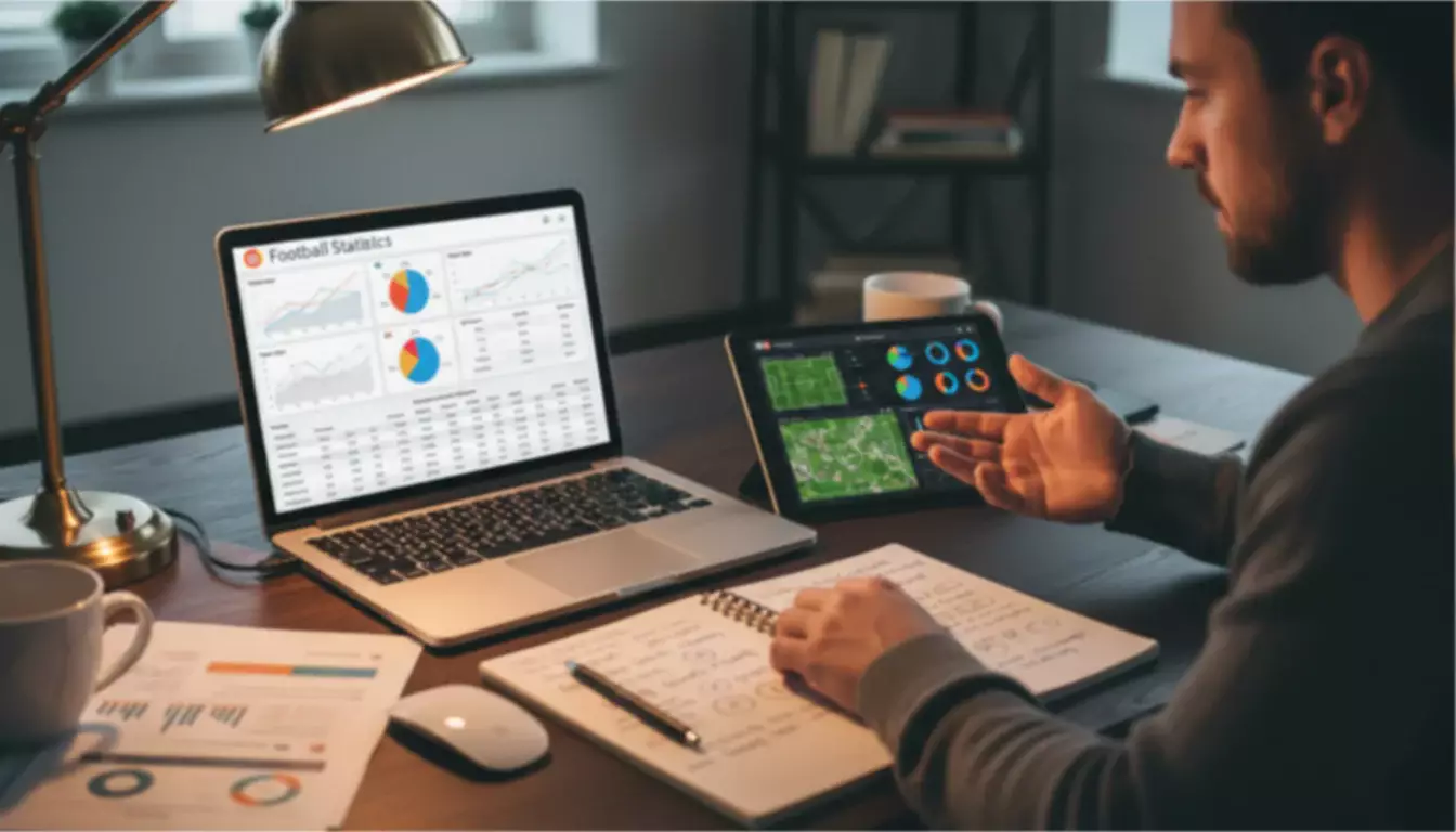 Persona che analizza grafici statistici su tablet e laptop