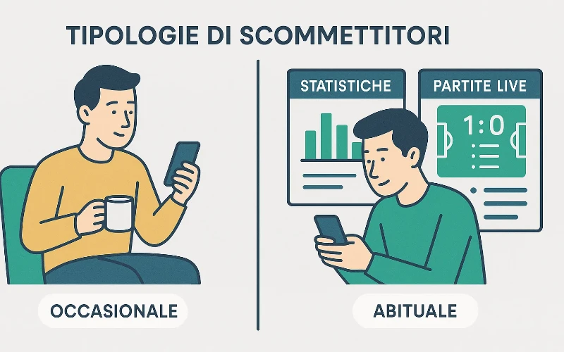 Confronto tra scommettitore occasionale e abituale con diverse esigenze
